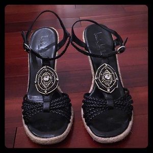 Nicole Miller Black Wedges Espadrille